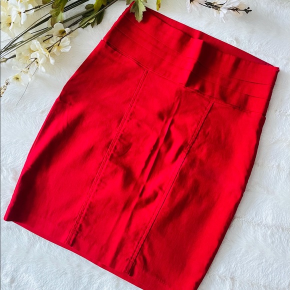 Red Mini Pencil Skirt - Picture 2 of 4